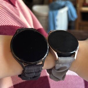 Two Samsung smartwatches with new scrunchie bands